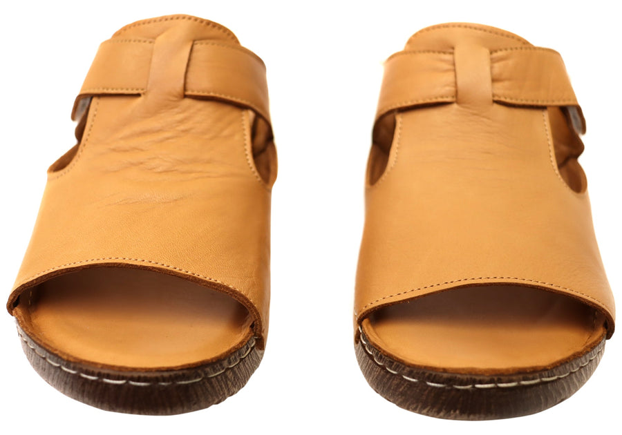 Orizonte Elba Womens European Comfortable Leather Slides Sandals