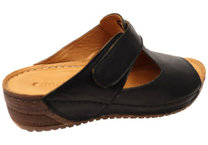 Orizonte Elba Womens European Comfortable Leather Slides Sandals