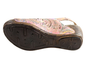 Orizonte Thames Womens European Leather Comfortable Wedge Sandals