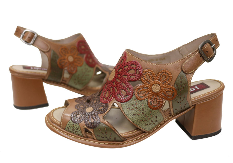 J Gean Queen Womens Comfortable Leather Heels Sandals Made In Brazil