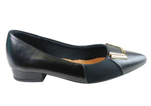 Usaflex Patrice Womens Low Heel Leather Shoes Made In Brazil