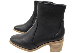 Hush Puppies Superb Womens Leather Comfortable Mid Heel Ankle Boots