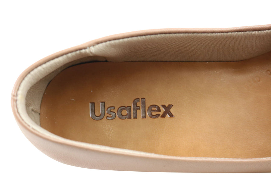 Usaflex Deliliah Womens Low Heel Leather Shoes Made In Brazil