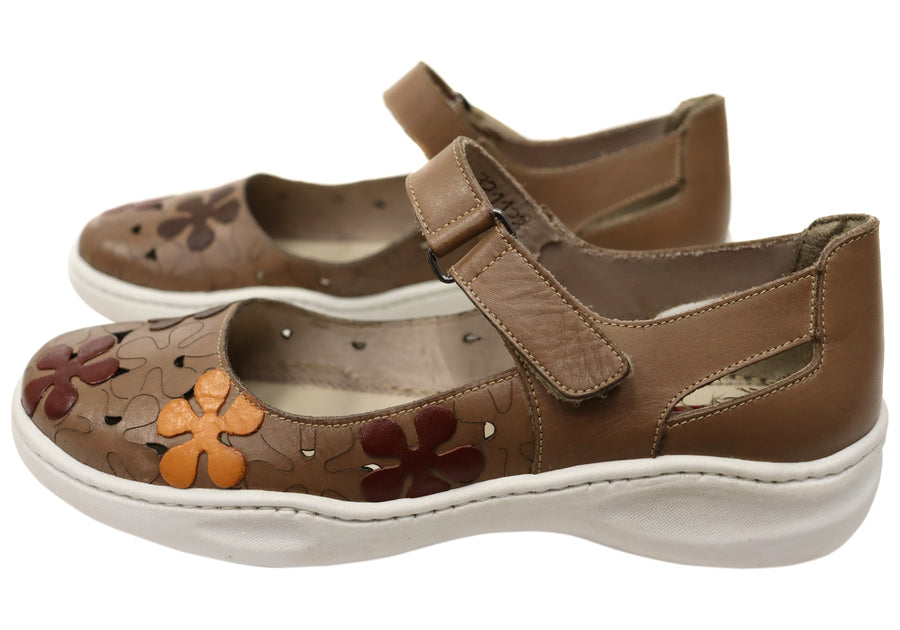 J Gean Poppy Womens Comfortable Brazilian Leather Mary Jane Shoes