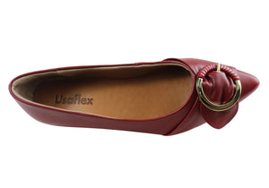 Usaflex Deliliah Womens Low Heel Leather Shoes Made In Brazil