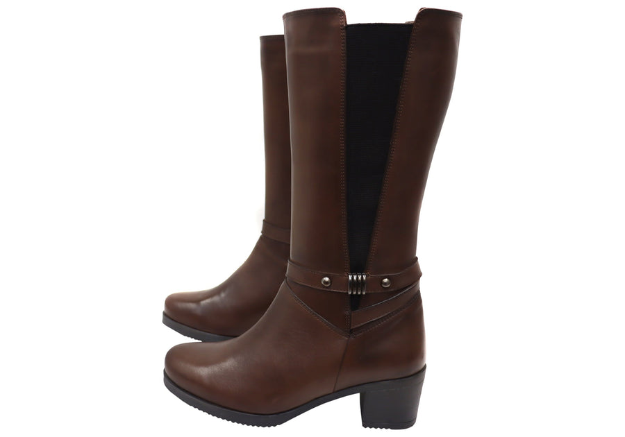 Orizonte Ballara Womens European Comfortable Leather Mid Calf Boots