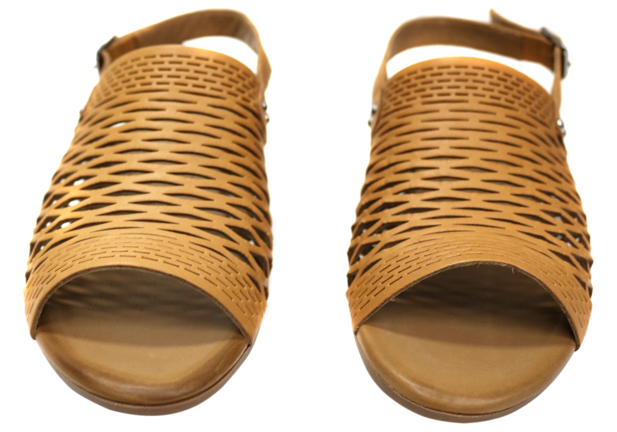 Orizonte Greta Womens European Leather Low Heel Comfortable Sandals