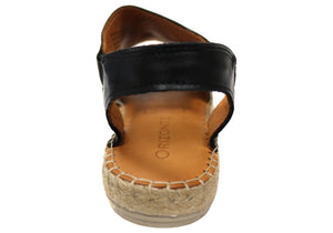 Orizonte Katrina Womens European Leather Comfort Espadrille Sandals