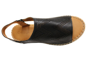 Orizonte Katrina Womens European Leather Comfort Espadrille Sandals