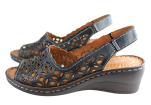 Orizonte Stella Womens European Comfortable Leather Wedge Sandals