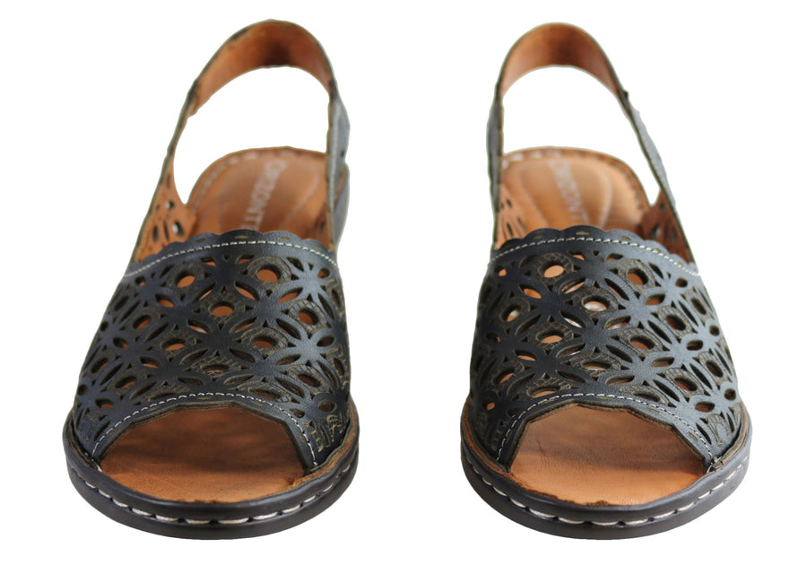 Orizonte Stella Womens European Comfortable Leather Wedge Sandals