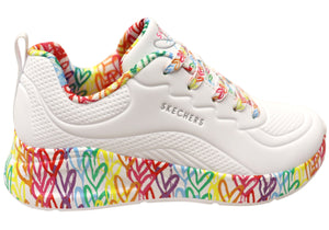 Skechers Womens X JGoldcrown Uno Lite Exuberant Hearts Shoes