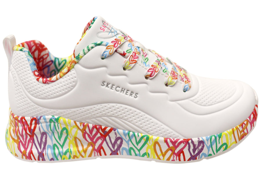 Skechers Womens X JGoldcrown Uno Lite Exuberant Hearts Shoes