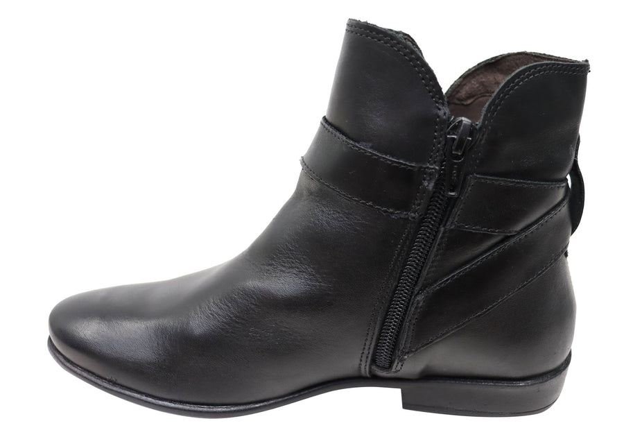 Perlatto Penny Womens Comfortable Leather Ankle Boots Made In Brazil