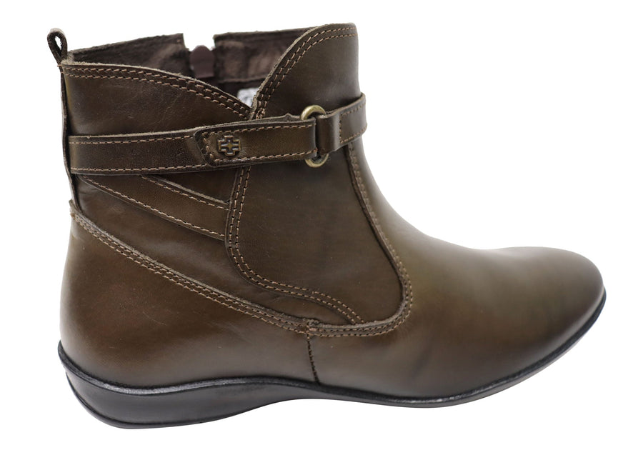 Perlatto Lane Womens Comfortable Leather Ankle Boots Made In Brazil