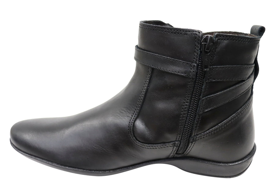Perlatto Lane Womens Comfortable Leather Ankle Boots Made In Brazil