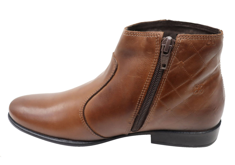 Perlatto Morgan Womens Comfortable Leather Ankle Boots Made In Brazil
