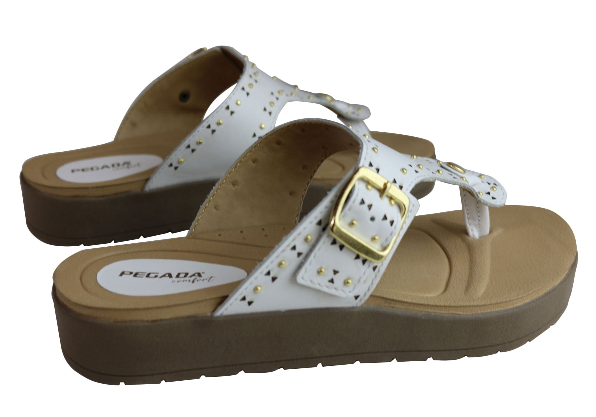 Pegada Jess Womens Cushioned Leather Sandals Thongs Made In Brazil