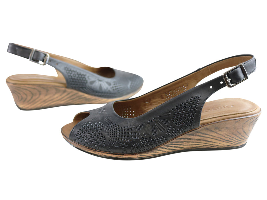 Orizonte Dominica Womens European Leather Comfortable Wedge Sandals