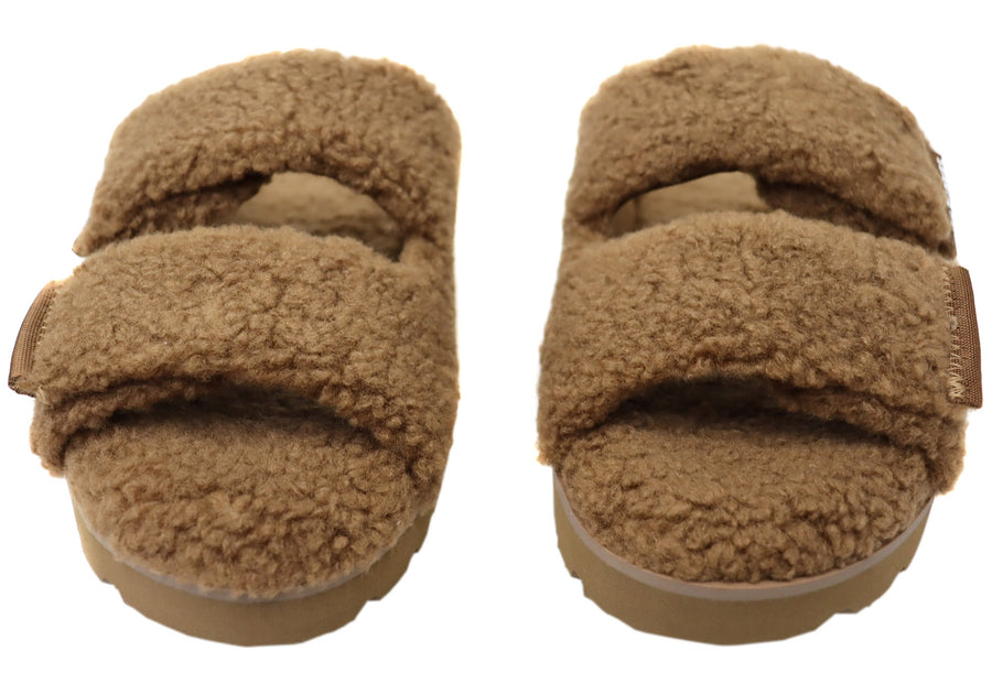 Hush Puppies Fluffy Womens Comfortable Open Toe Slippers