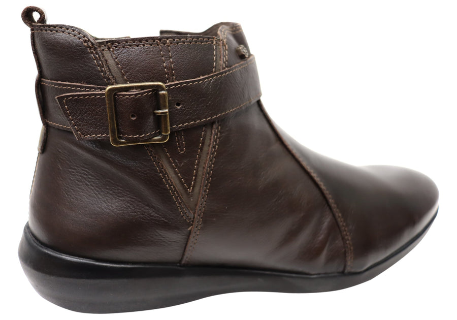 Perlatto Tess Womens Comfortable Leather Ankle Boots Made In Brazil