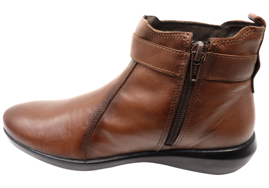 Perlatto Tess Womens Comfortable Leather Ankle Boots Made In Brazil