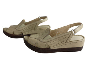Orizonte Sarly Womens European Leather Comfortable Wedge Sandals