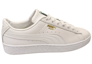 Puma Mens Basket Classic XXI Comfortable White Lace Up Sneakers