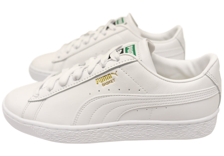 Puma Mens Basket Classic XXI Comfortable White Lace Up Sneakers