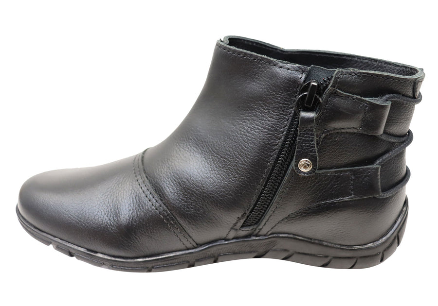 Andacco Blissful Womens Brazilian Comfortable Leather Ankle Boots