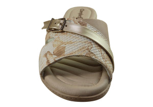 Comfortflex Rosie Womens Comfort Wedge Slides Sandals Made In Brazil