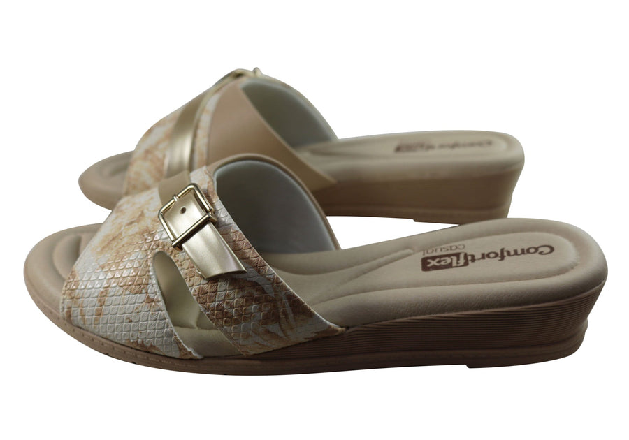 Comfortflex Rosie Womens Comfort Wedge Slides Sandals Made In Brazil