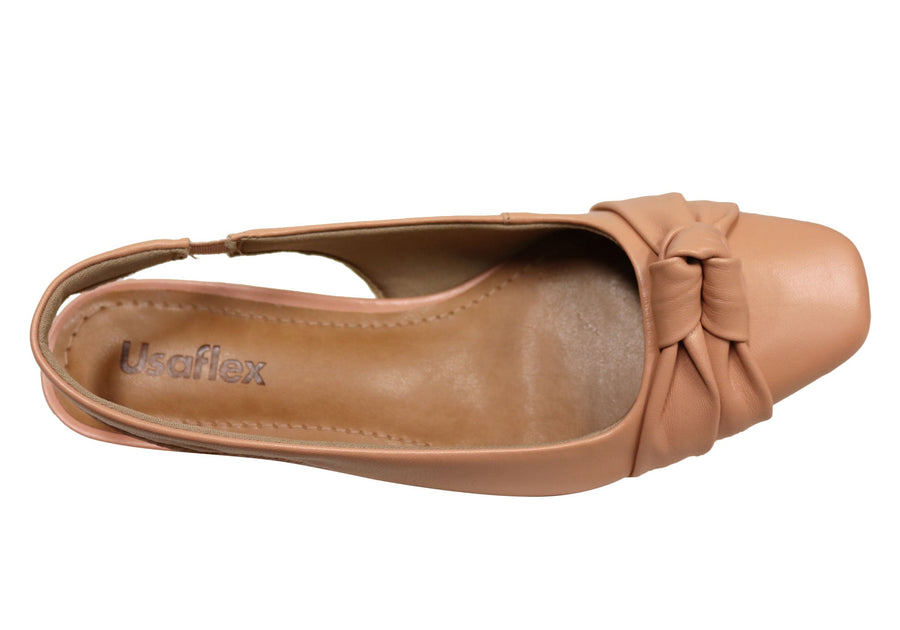 Usaflex Delaney Womens Comfort Leather Low Heel Shoes Made In Brazil