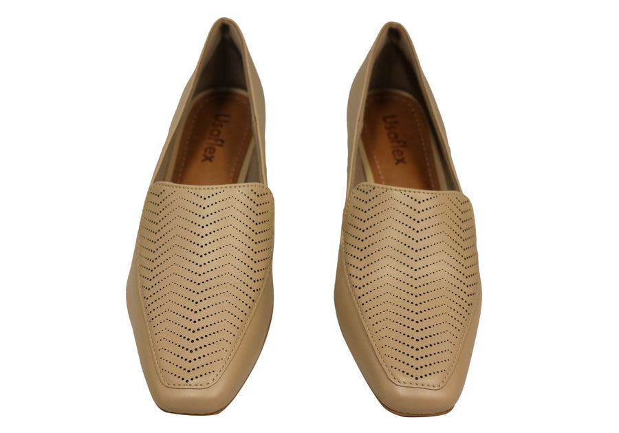 Usaflex Veri Womens Low Heel Leather Shoes Made In Brazil