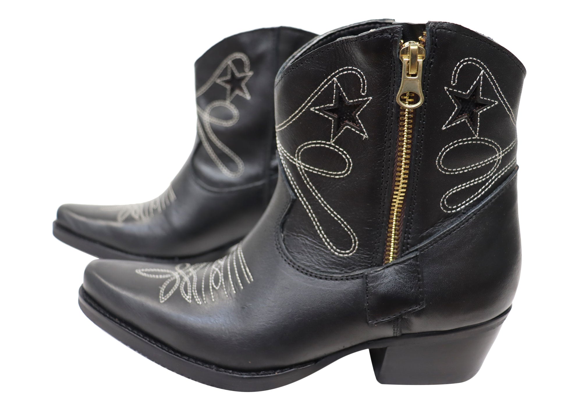 D Milton Daisy Womens Leather Western Cowboy Ankle Boots