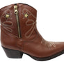 D Milton Daisy Womens Leather Western Cowboy Ankle Boots