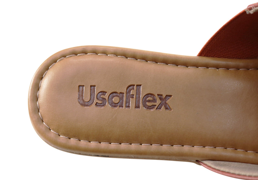 Usaflex Anatolia Womens Comfort Leather Slides Sandals Made In Brazil