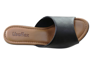 Usaflex Anatolia Womens Comfort Leather Slides Sandals Made In Brazil