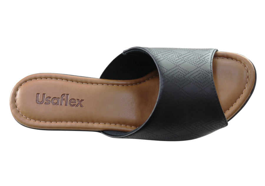 Usaflex Anatolia Womens Comfort Leather Slides Sandals Made In Brazil