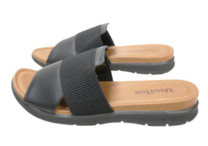 Usaflex Deja Womens Comfort Leather Slides Sandals Made In Brazil