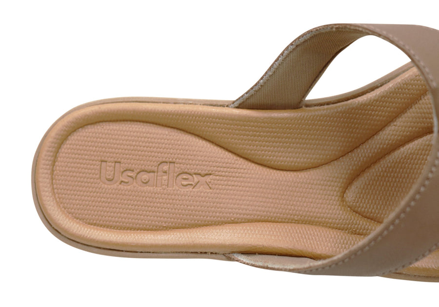 Usaflex Dorina Womens Comfort Leather Thongs Sandals Made In Brazil
