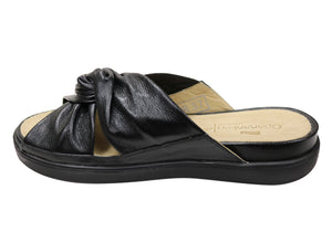 Opananken Brooke Womens Comfortable Leather Brazilian Slides Sandals