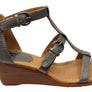 Sofft Gaige Womens Leather Wedge Sandals With Comfort Footbed