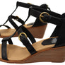 Sofft Gaige Womens Leather Wedge Sandals With Comfort Footbed