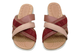 Usaflex Crescent Womens Comfort Leather Slides Sandals Made In Brazil