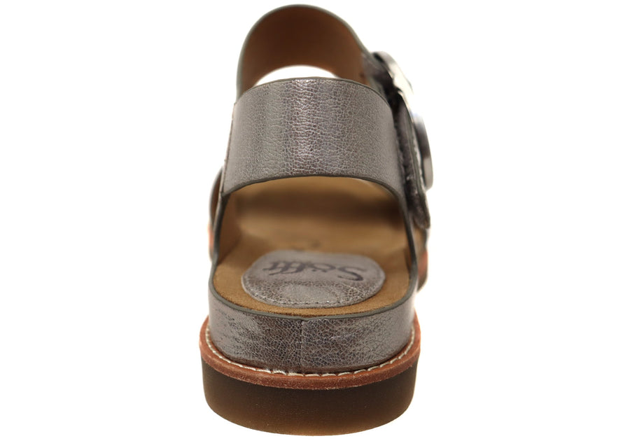 Sofft Bali Womens Leather Sandals With Cushioned Comfort Footbed