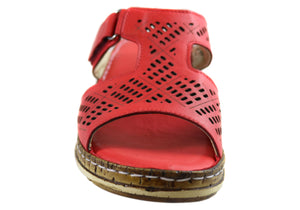 Orizonte Saffron Womens European Comfortable Leather Slides Sandals