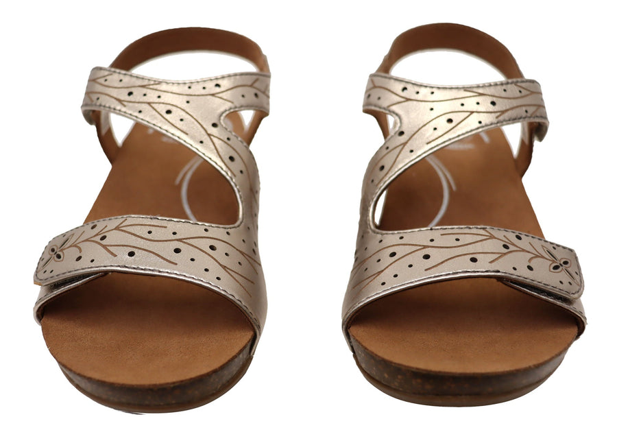 Scholl Orthaheel Jenna Womens Comfortable Leather Wedge Sandals