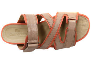 Opananken Jessie Womens Comfortable Leather Brazilian Slides Sandals
