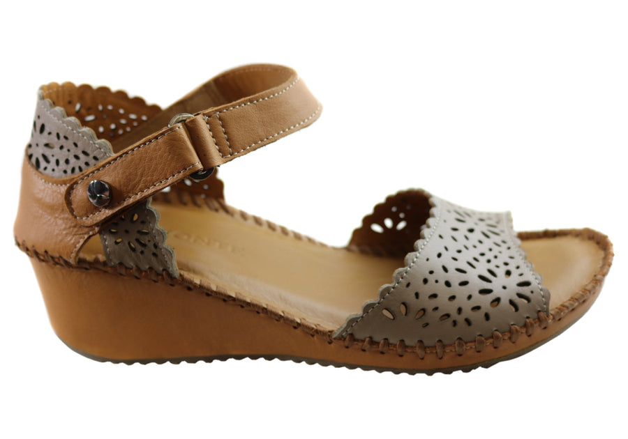 Orizonte Franni Womens European Comfortable Leather Wedge Sandals